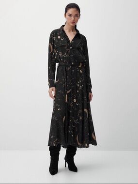Massimo Dutti Celestial Constellation Maxi Shirt Dress NWT